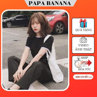 Áo Croptop bo viền phối màu