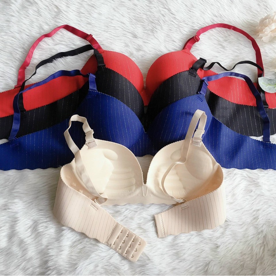 Áo Ngực Su Muối Tiêu Hiệu FOYCOY Họa Tiết Kẻ Ô Vuông Thông Hơi Nâng Ngực Bàn Tay