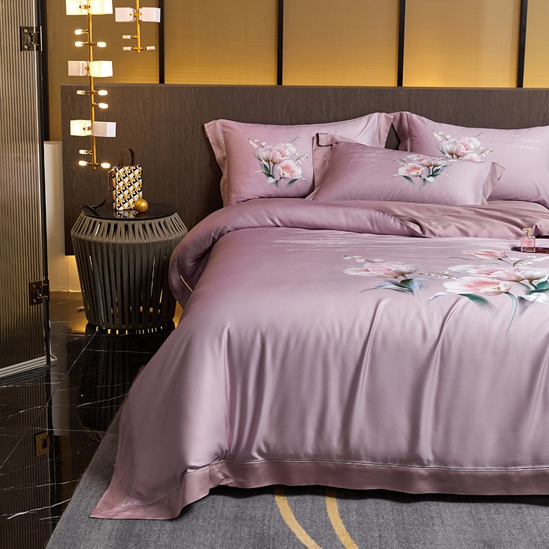 Bộ chăn ga gối cao cấp Love Blossom 100%Tencel 100s Họa tiết hoa Tulip in 3D cực nét, siêu mát mịn