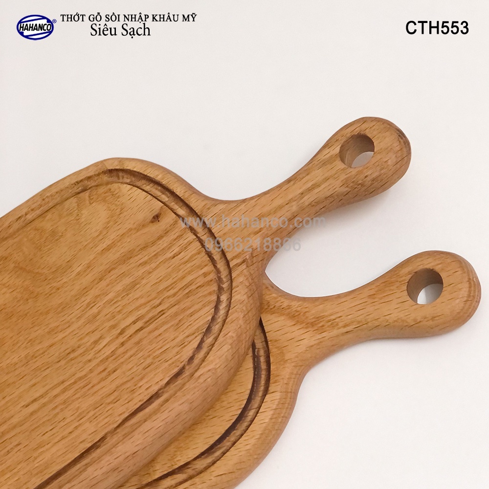 Thớt tay cầm gỗ Sồi Mỹ (OAK) khay bánh mì/trái cây/ bít tết/pizza/phụ kiện ảnh - CTH553