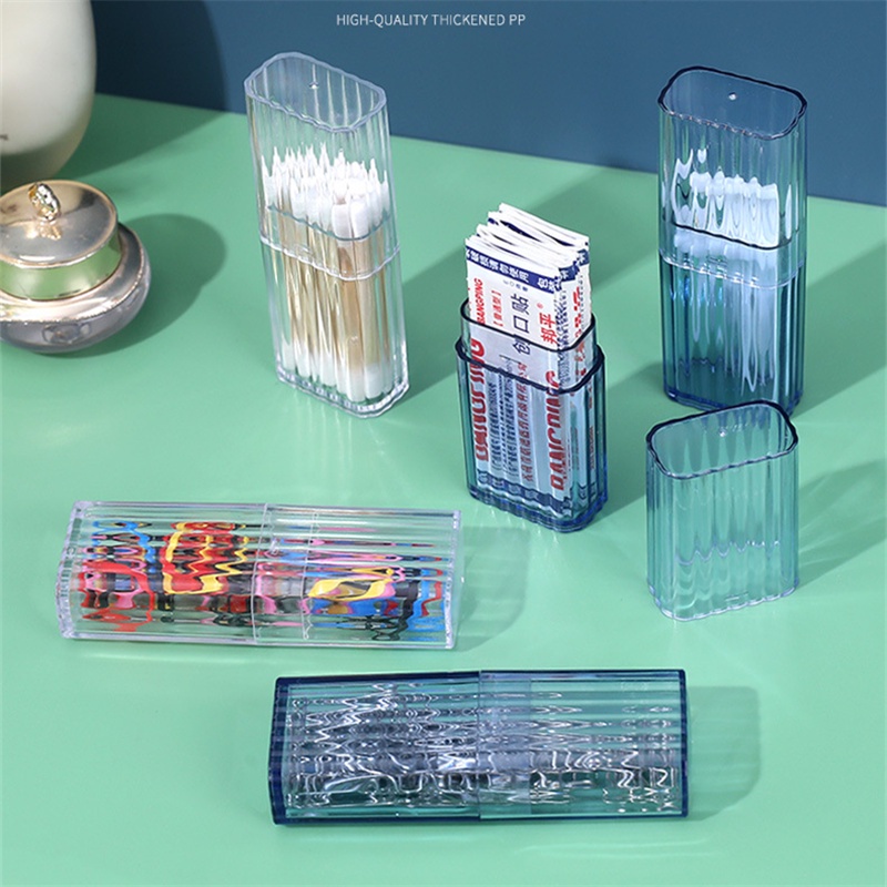 Hộp Đựng Tăm Bông/ Tăm Bông Bằng Nhựa Trong Suốt Thiết Kế Nhỏ Gọn Tiện Dụng