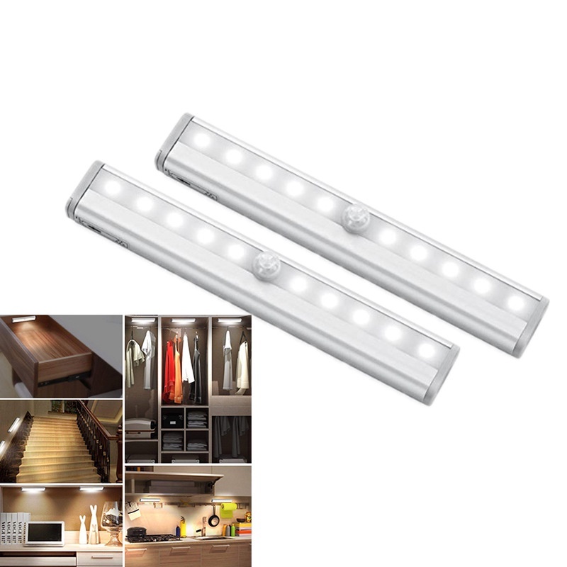 Đèn LED 6 / 10 Bóng PIR Cảm Biến Chuyển Động Gắn Tủ Chén / Cầu Thang / Tủ Quần Áo