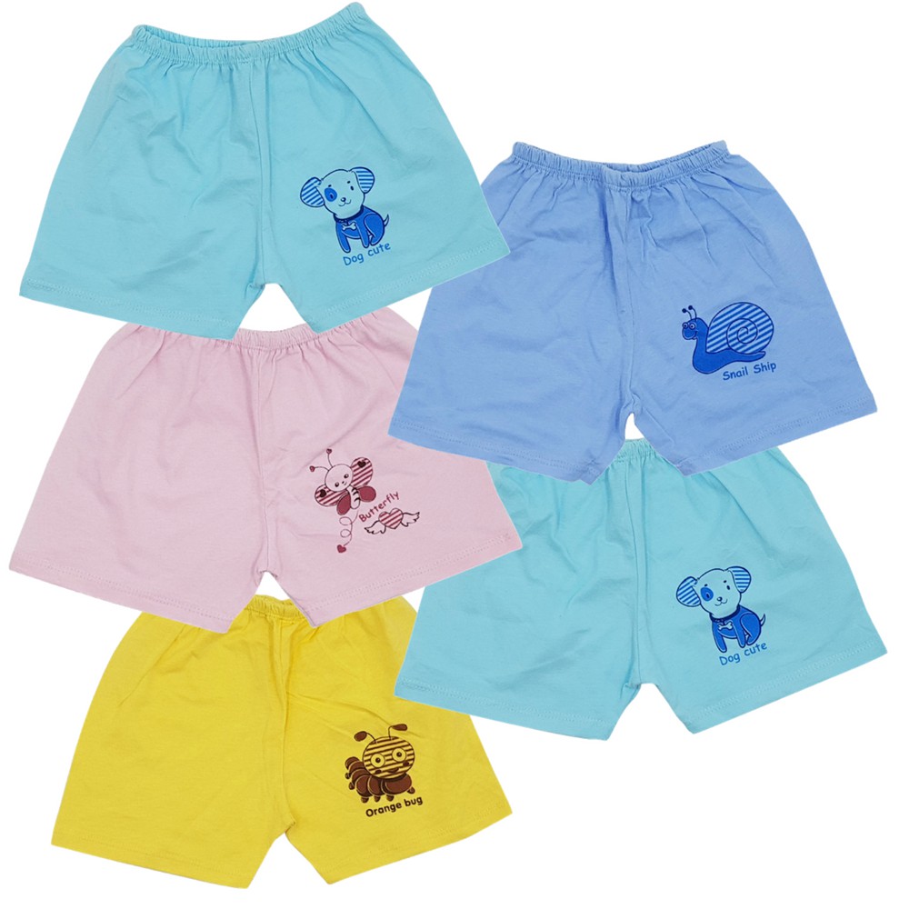 COMBO 5 quần sơ sinh cotton Thái Hà Thịnh | Quần đùi Màu | Size 1-5 cho bé sơ sinh -15kg | Quần áo sơ sinh