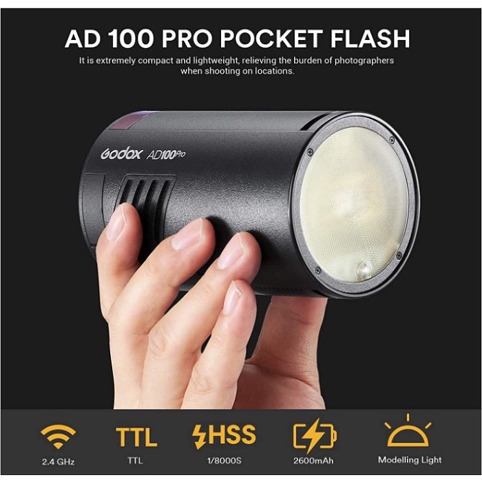 Đèn flash Godox AD100 Pro Chính Hãng Bảo Hành 12 Tháng