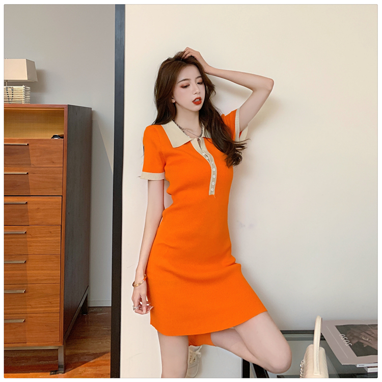 Đầm dệt kim dáng ôm tay ngắn trẻ trung gợi cảm phong cách Âu Mỹ