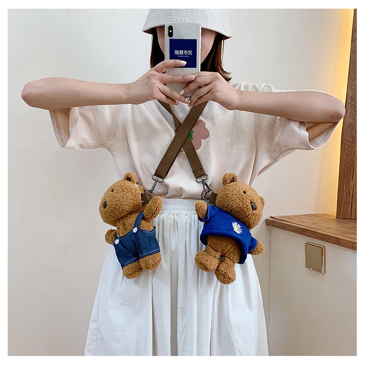 Túi đeo chéo nữ Phong cách Hàn Quốc Gấu bông dễ thương Mini