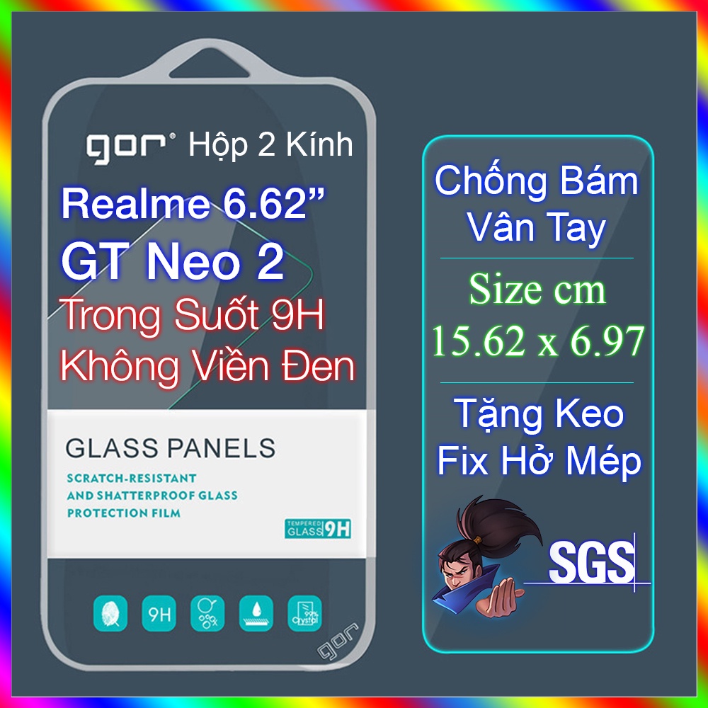 Cường Lực Realme GT Neo 2 Chống Vân Tay Chính Hãng Gor Trong Suốt 9H 2.5D Không Viền Đen