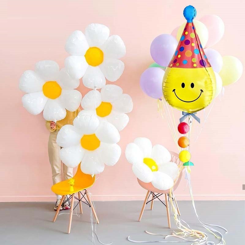 Bóng chữ Happy birthday màu trắng sữa trang trí sinh nhật thôi nôi cho bé trai bé gái người lớn đẹp