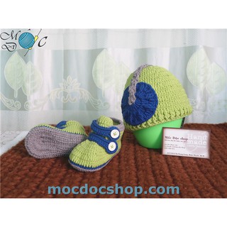 Giày nón len handmade cho bé trai - 0-12 tháng