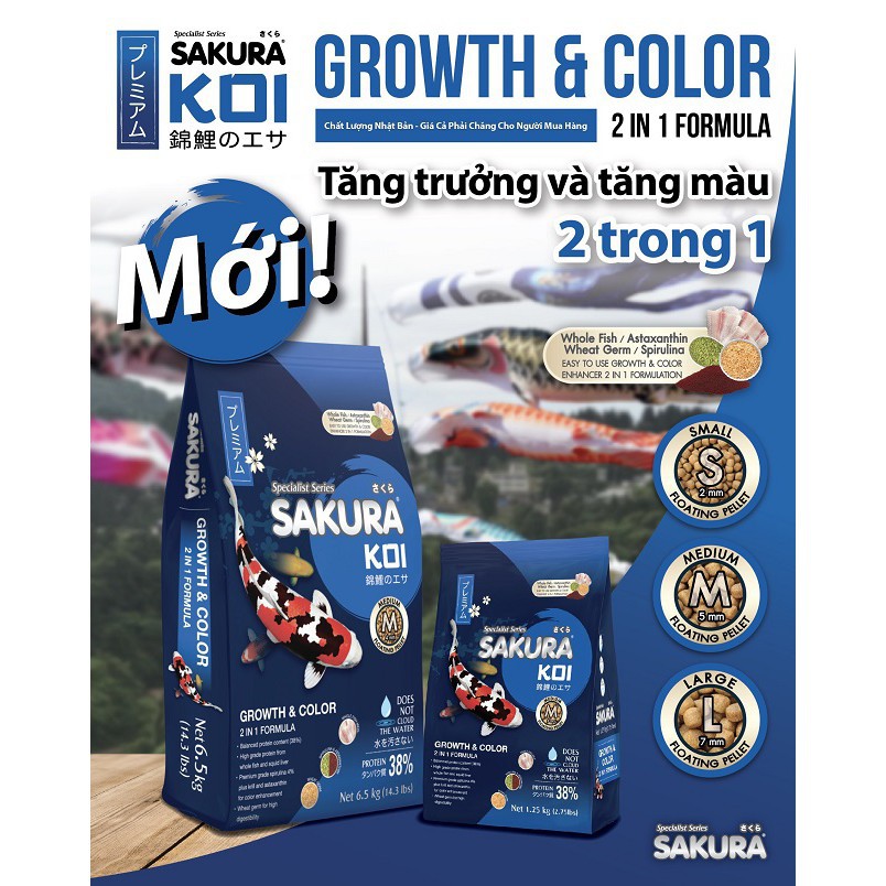 Thức ăn cá koi SaKuRa Koi  6.5KG XANH DƯƠNG