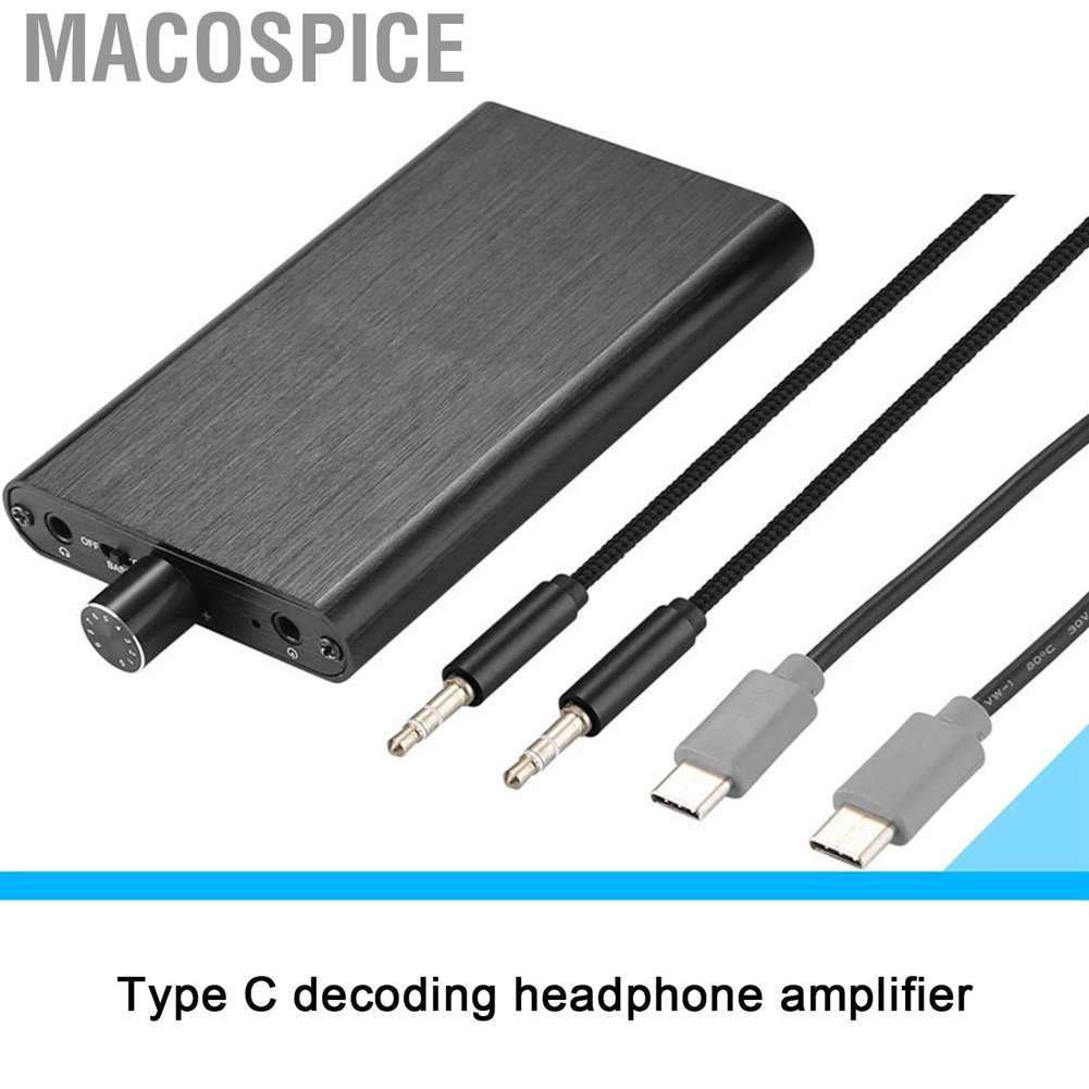 Macospice 16‑600Ω Portable 3.5mm Headphone Amplifier Hi‑Fi Stereo Bass Enhancement Black