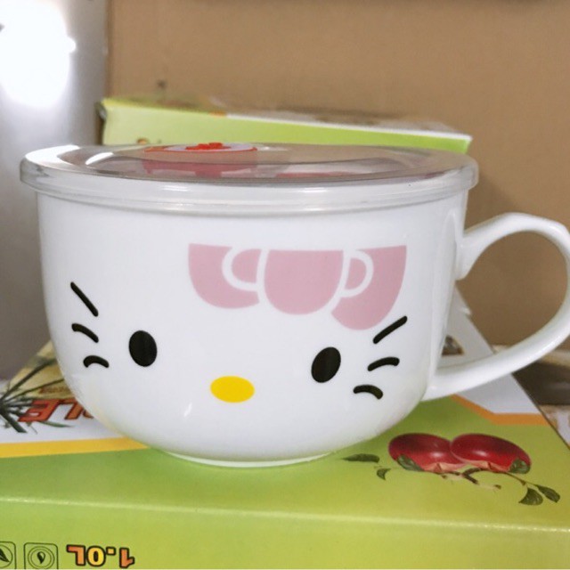 Ca ly sứ ăn mỳ kèm nắp nhựa
