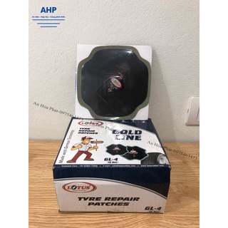 Hộp 10 miếng vá bố vải dành cho lốp không săm và lốp có săm -lotus-ấn độ gl-4-125x125mm