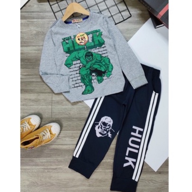 Bộ Quần Áo Thu Đông Bé Trai Vải Cotton Xuất Dư , Bộ Cotton Dài Tay Bé Trai