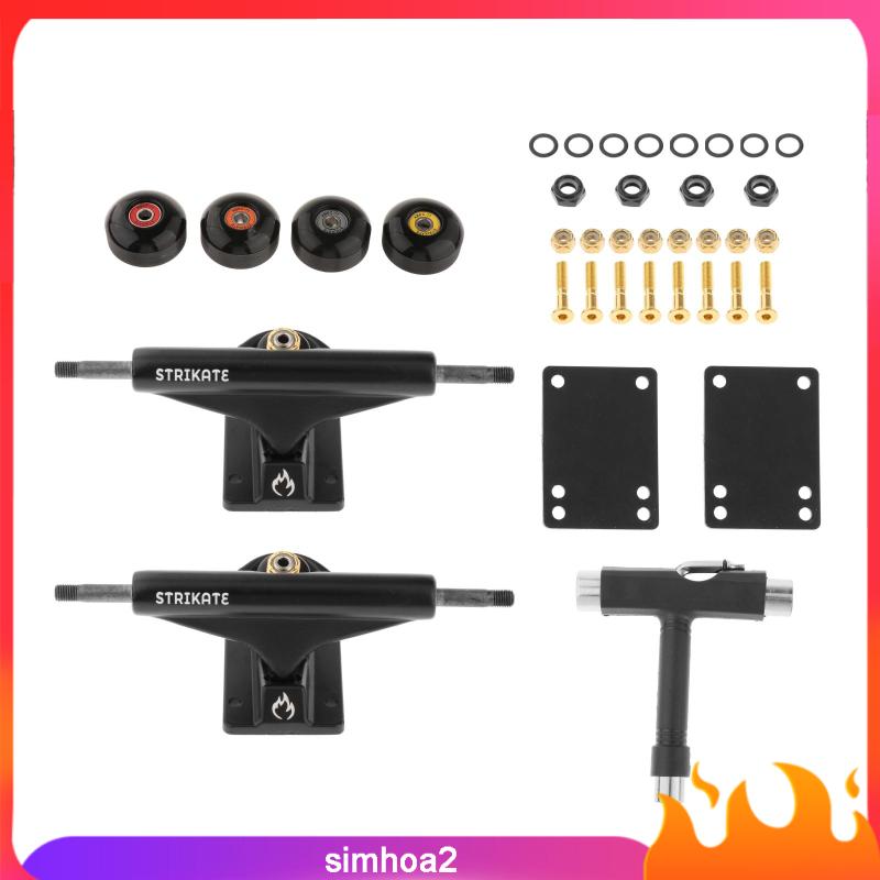 [SIMHOA2]Skateboard TRUCKS 52mm Wheels and Bearings with Pads