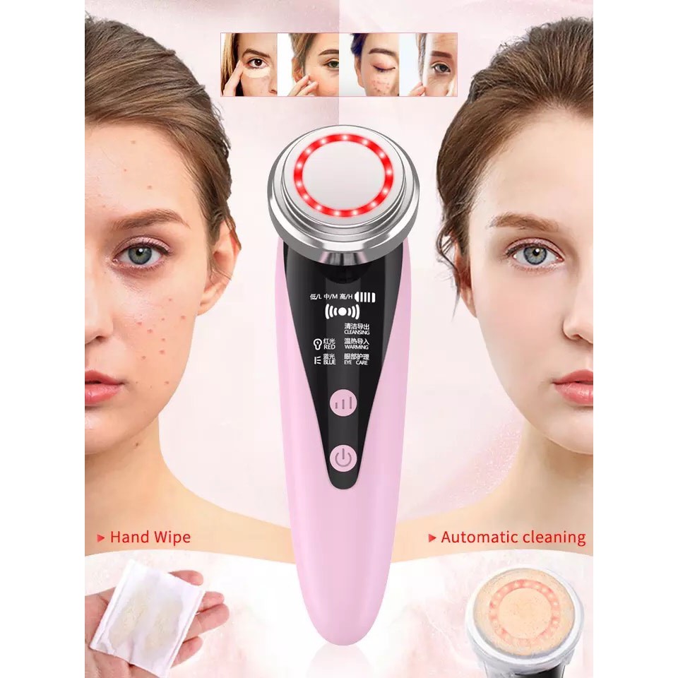 Máy Rửa Massage Mặt Ion 2 In 1 Làm Sạch Sâu &amp; Hấp Thụ Dưỡng Chất Bằng Công Nghệ Sóng Âm (Tặng Kèm Dây Sạc)