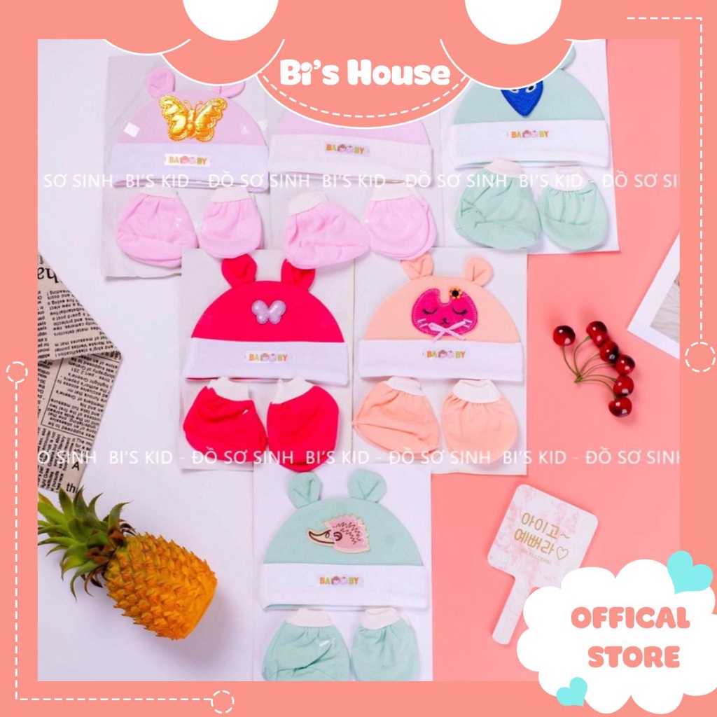 🌟 Combo cho bé sơ sinh - mũ kèm bao tay chân cho bé sơ sinh, chất liệu cotton thấm hút mồ hôi