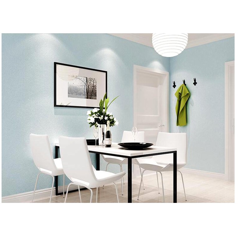 Decal giấy dán tường màu xanh nhám sợi khổ 45cm keo sẵn bóc dán (giá 1m dài)