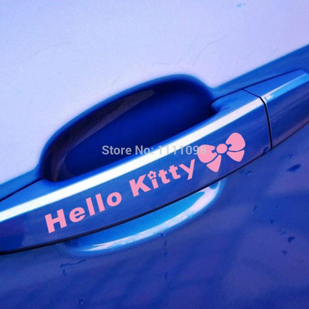 Miếng Dán Trang Trí Tay Nắm Cửa Xe Hơi Ford Bmw Benz Hình Hello Kitty