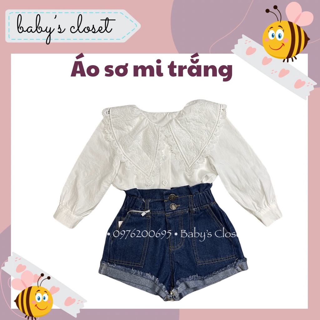 Áo sơ mi trắng dài tay cho bé gái BABY S CLOSET