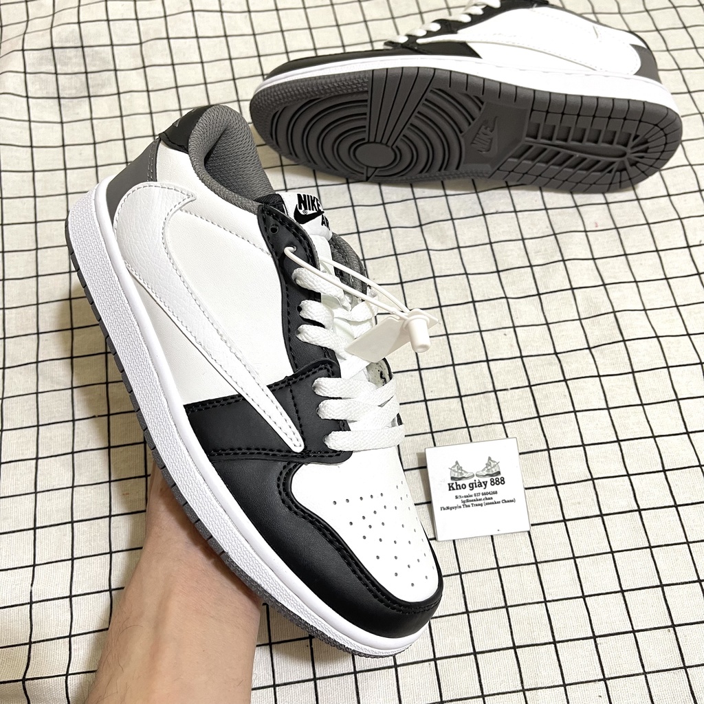 Giày Jordan travis scott trắng đen cao cấp, giày JD 1 xám trắng mới