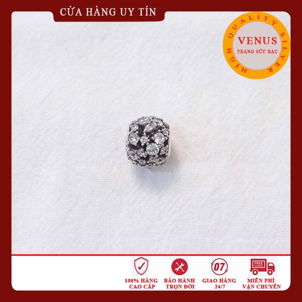 [Charm bạc 925 cao cấp] Charm bạc hình cầu gắn đá trắng- Mã sản phẩm VENUSCDT