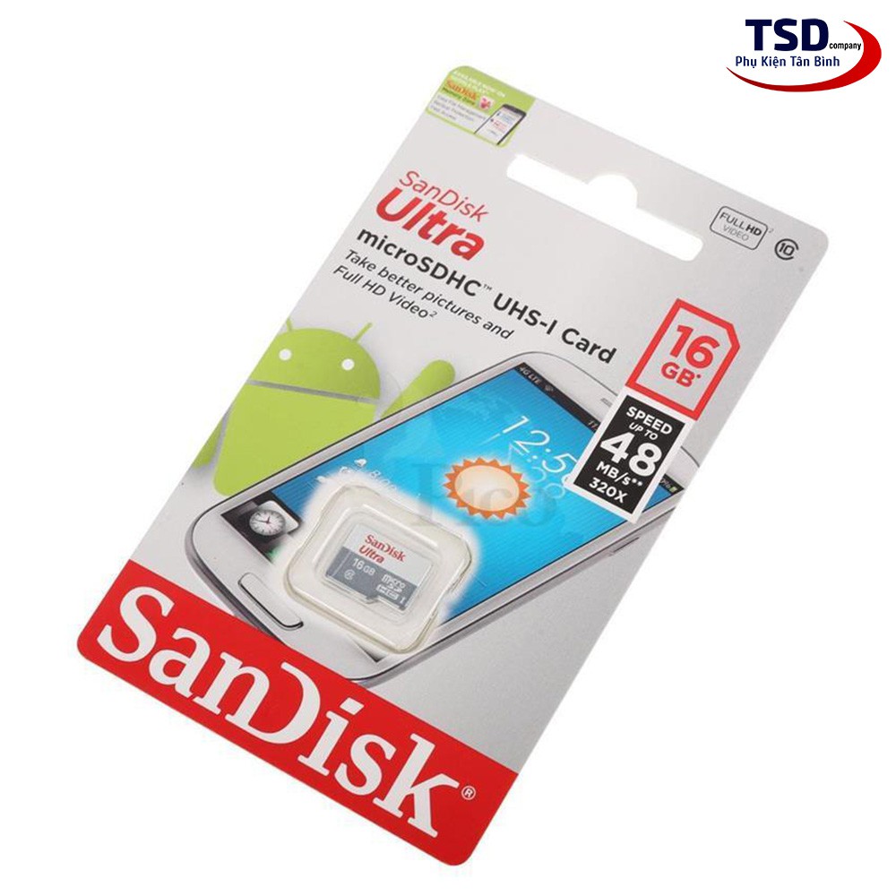 Thẻ Nhớ 16GB Sandisk 80mb/s Micro SD Chính Hãng Bảo Hành 5 Năm