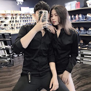 Áo Sơ Mi Cặp Đôi Cổ Trụ NY Cao Cấp | Áo Đôi Nam Nữ Đẹp (GIÁ 1 ÁO) (Ảnh thật)