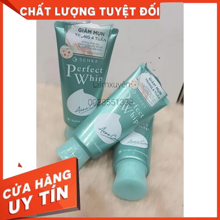 Sữa Rửa Mặt Senka Dành Cho Da Mụn 100g Perfect Whip Acne Care làm sạch bụi bẩn bã nhờn ngừa mụn giúp sáng da