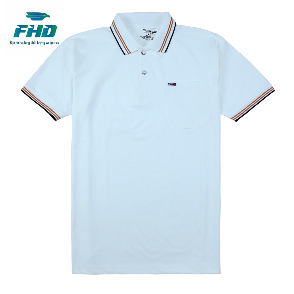 Áo thun polo nam trung niên ngắn tay có cổ có túi sọc cổ có form to có size dành cho người 90kg FHDA015_5