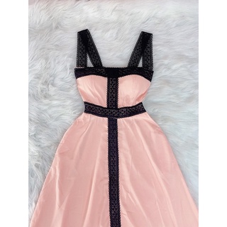 Đầm maxi lưng thun 2 dây phối ren