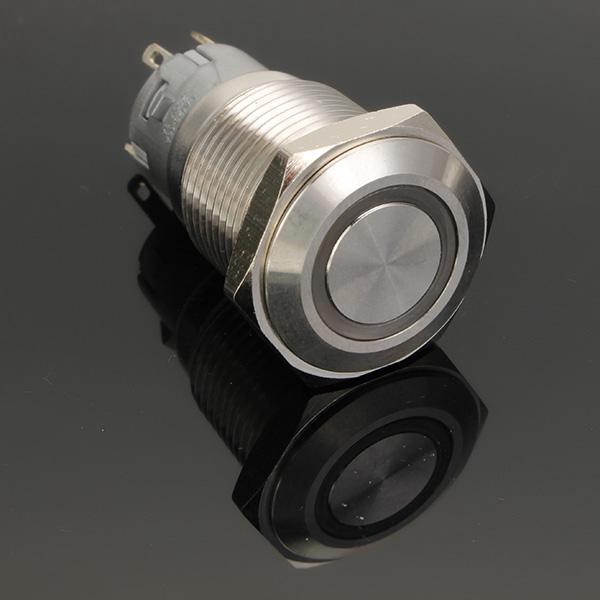 12V 16mm Latching Angel Eye LED Push Button Switch Flat Head Metal illuminated