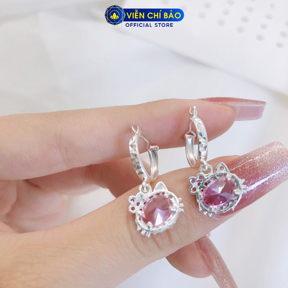 Bông tai bạc nữ Kitty chất liệu bạc S925 thời trang phụ kiện trang sức nữ thương hiệu Viễn Chí Bảo B400518x1