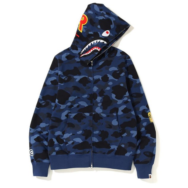 New Bape X PONR 🔥 Shark Zipper Hoodie Sweater Men Women Camouflage Plus velvet Coat