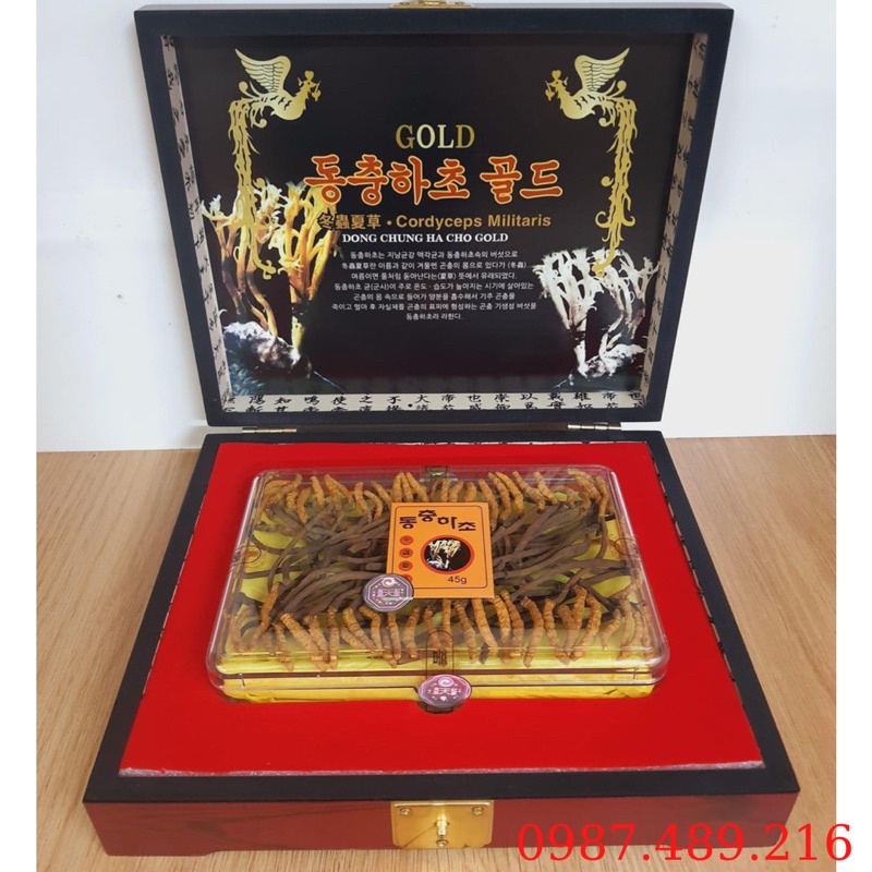 ĐÔNG TRÙNG HẠ THẢO NGUYÊN CON HÀN QUỐC HỘP GỖ 45G - HÀNG CAO CẤP