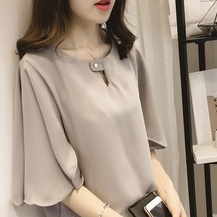 Áo Sơ Mi Chiffon Tay Ngắn Dáng Rộng Plus Size  100 Kg Thời Trang Xuân Hè Phong Cách Hàn Quốc Cho Nữ