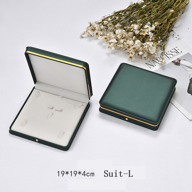 Hộp đựng trang sức bằng da viền vàng cao cấp dành cho nhẫn/mặt dây chuyền/dây chuyền/ngọc trai