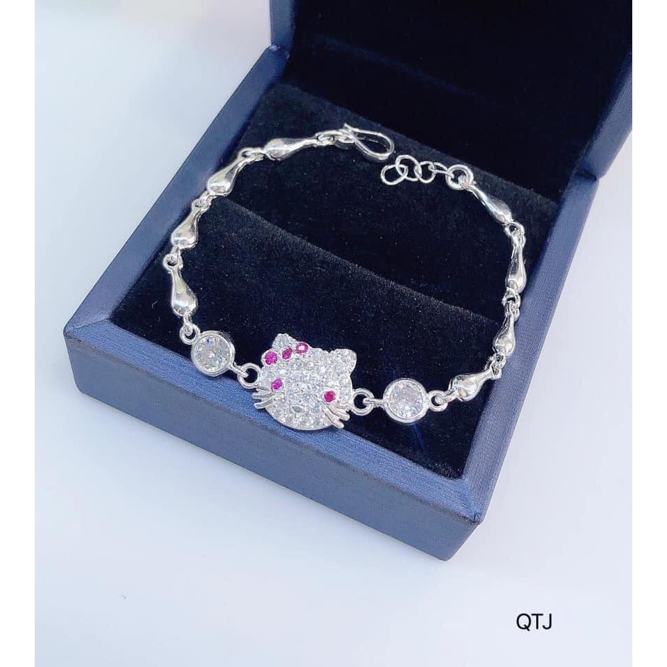 Lắc tay/ vòng tay bạc ta cho bé hình mèo Hello Kitty LB01