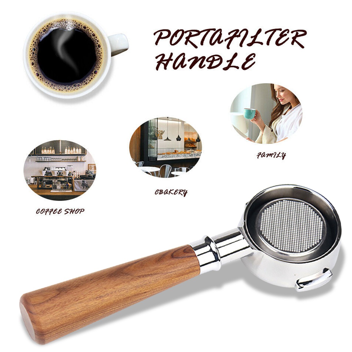 Coffee Machine Wood Handle Filter 58m Coffee Accessories Portafilter Handle Coffee Bottomless Maker