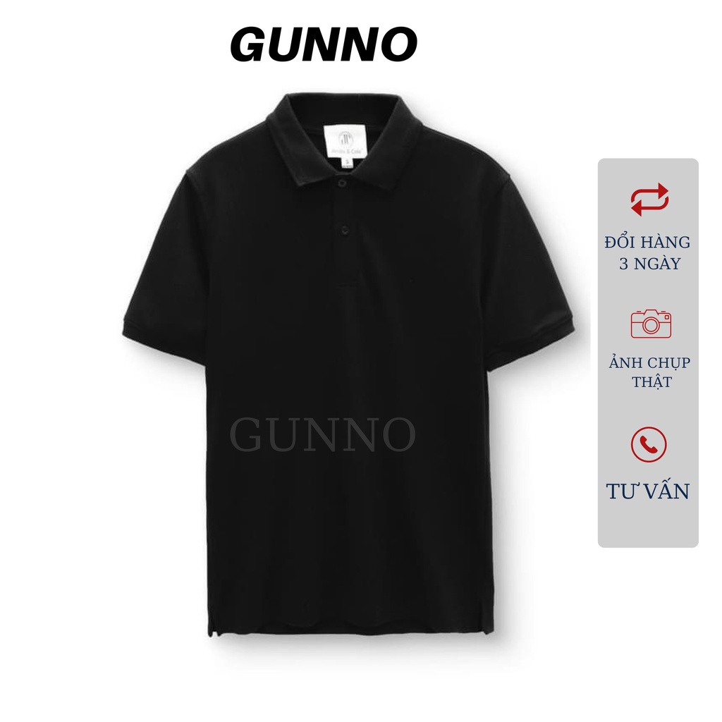 Áo Polo Nam Basic GUNNO thanh lịch vải cá sấu Cotton cao cấp thoáng mát