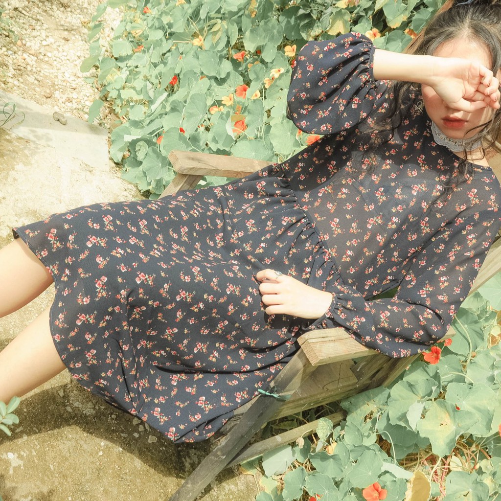 Đầm Chen.Inspired - Đầm Hana Babydoll màu xanh dương đậm Freesize