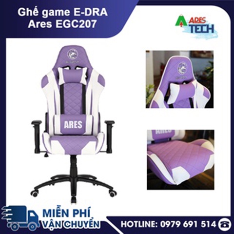 Ghế Gaming Ares EDRA EGC207 - Ghế Gaming cao cấp - Màu Đen, trắng, đỏ - Chất liệu: Da PU dễ dàng