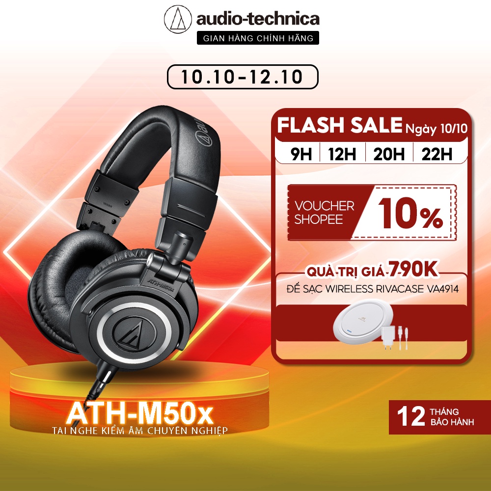 Tai Nghe Chụp Tai Overear Audio Technica ATH-M50x Professional Hifi - Hàng Chính Hãng
