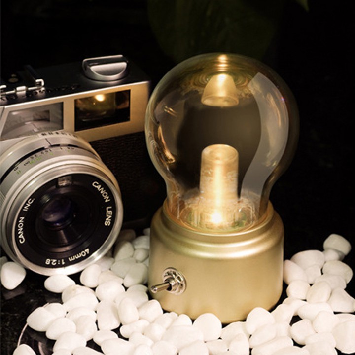 Đèn trang trí decor GADO để bàn vintage sử dụng pin sạc USB làm đèn ngủ