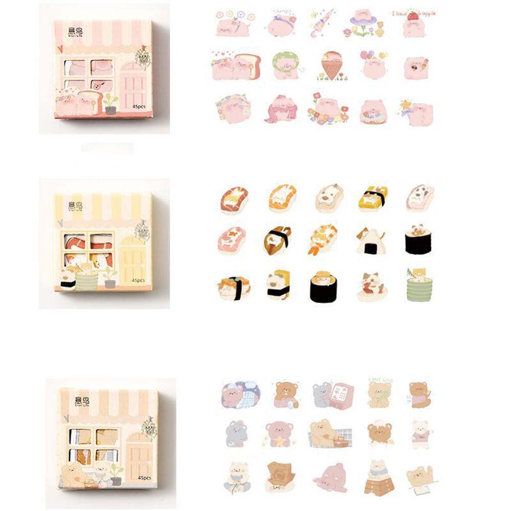Set 45 Miếng Dán Ghi Chú Họa Tiết Nhật Ký Hàn Quốc Cho Học Sinh