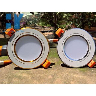 Đèn Âm Trần Đế Liền Khối 7W Viền Vàng, bạc 3 Màu