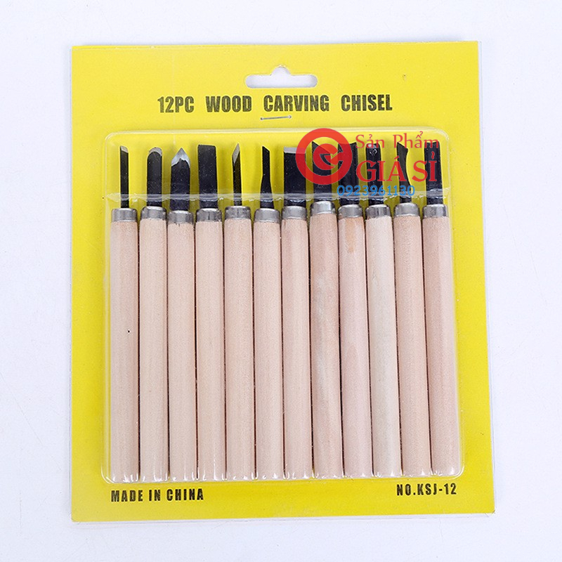 Bộ dao đục 12 cây cán gỗ điêu khắc ❤️freeship❤️