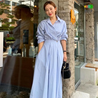 Đầm Sơ Mi Dáng Xòe Thắt Eo Thời Trang Mùa Thu Cho Nữ