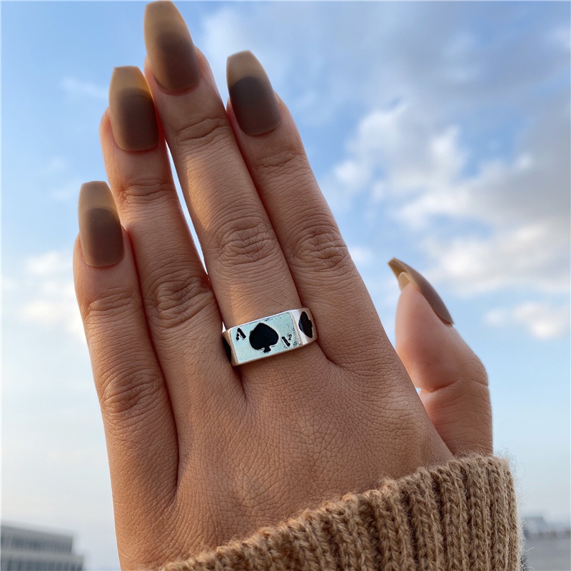 iF YOU Set nhẫn bạc kim loại bươm bướm trái tim thời trang Punk