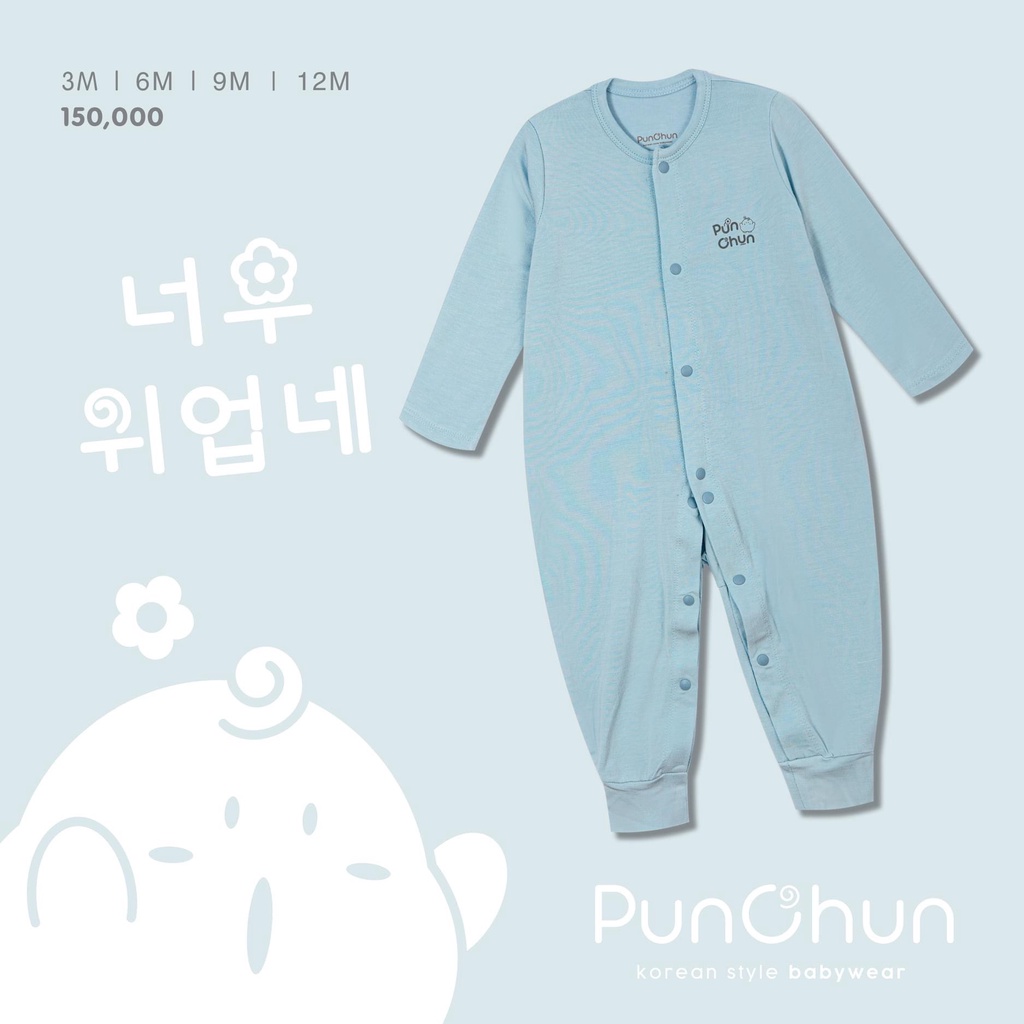 Punchun bộ body dài không tất cho bé trai bé gái, body cotton trẻ em